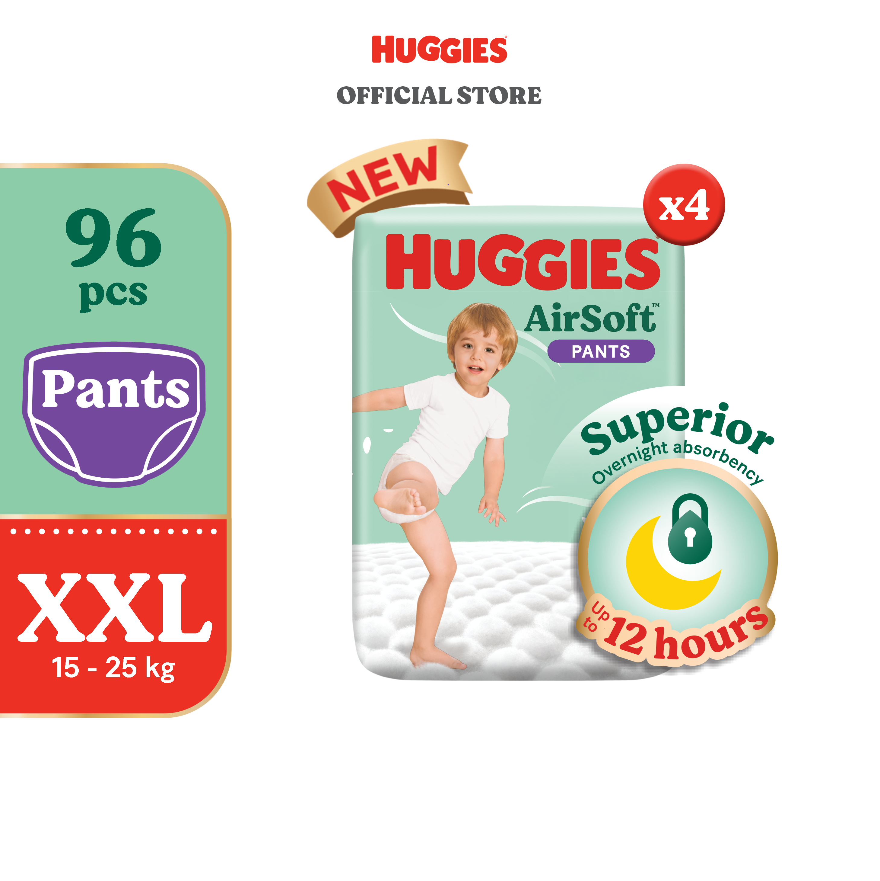 Huggies AirSoft Overnight Pants XXL - 96 pcs
