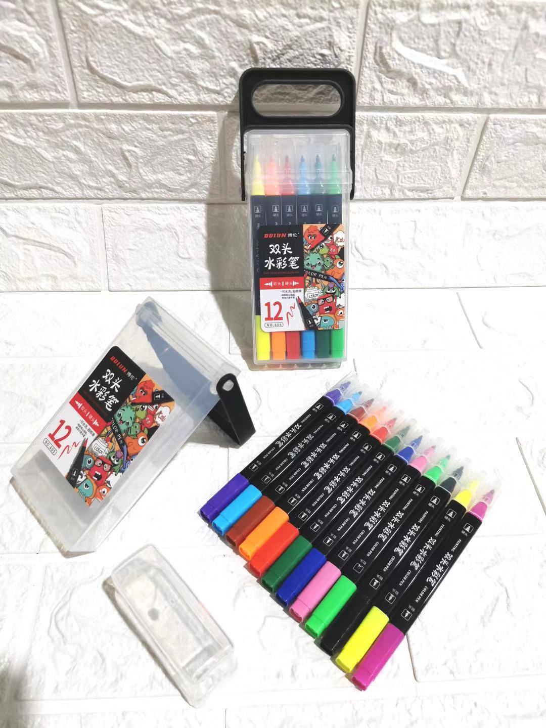 Watercolor Calligraphy Twin Tip soft head Brush Pen #605 12/18/24/36 Color pen Set
