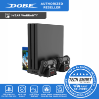 DOBE Playstation 4 Multifunctional Cooling Stand 3 Built-in Cooling Fans Dual Controllers Charging Station Compatible for PS4 / PS4 Slim / PS4 Pro