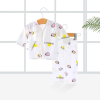 BabyZoom 2pcs/Set Newborn Baby Cotton Clothes Set Underwear Closed Crotch Pants Tops Set Outfit Pajama Set Newborn OOTD Newborn Gift Set 0-3m Cod Free Shipping
