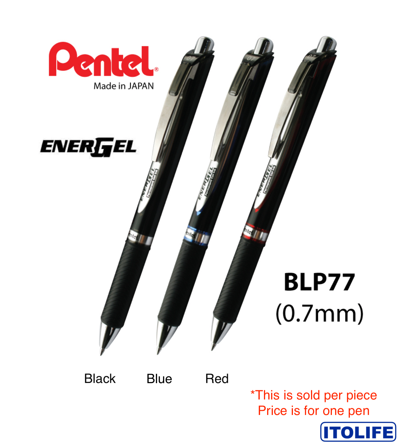 Pentel ENERGEL Permanent Gel Pen 0.7mm BLP77- 1pc