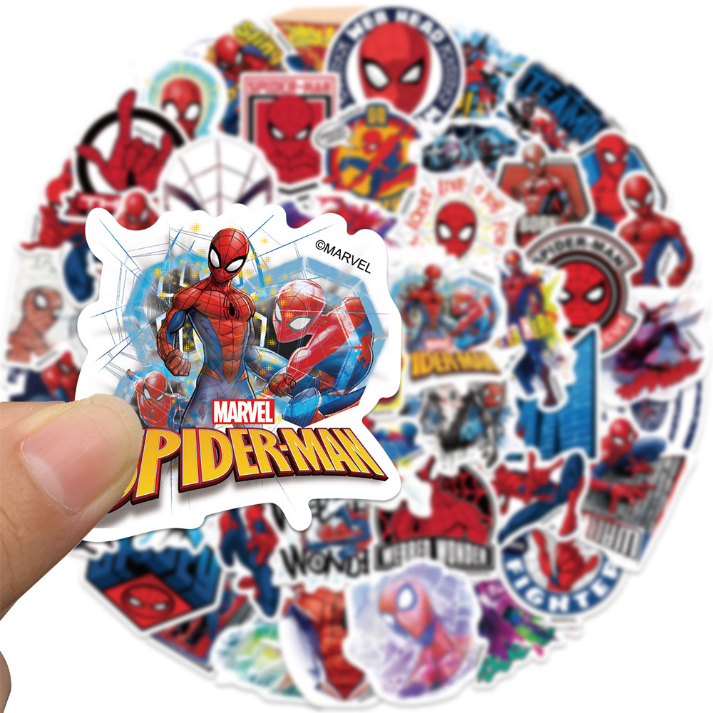 50PCS Marvel Spiderman Waterproof Sticker Skateboarding Snowboard Retro Vinyl laptop phone Sticker