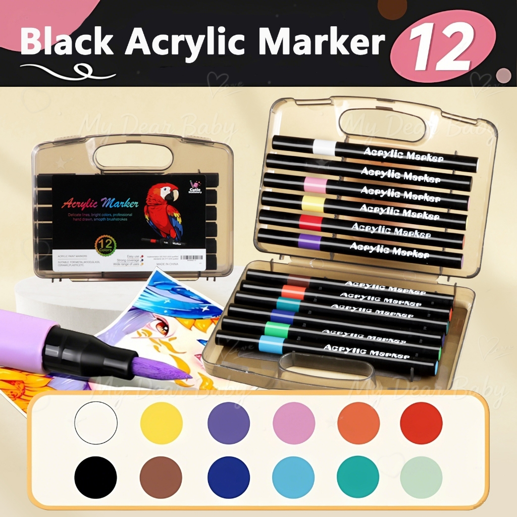 12/60/80 Colors Acrylic Marker Set Coloring set Highlighter pen Acrylic Paint Marker Art Supplies