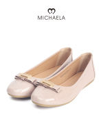 MICHAELA Flat Shoes for Women with Bowknot Glossy Embossed Leather Pointed Loafers Boats MSH64117 2L