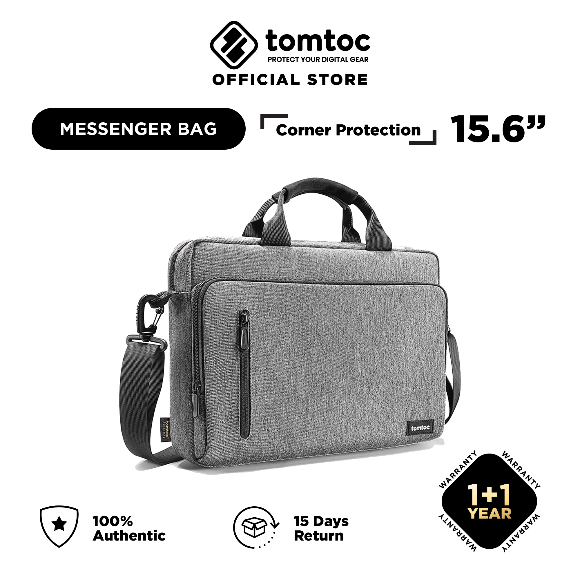 tomtoc Laptop Messenger Bag, Multi-Functional Shoulder Bag Fits Up to 16  inch MacBook Pro, Durable Water-resistant Fabric, Lightweight Carrying bag