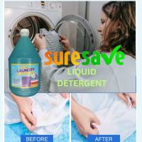SURE SAVE Liquid Laundry Detergent 1 Gallon all new formula tough on stain gentle on hands and fabricks compatible on machine and hand wash