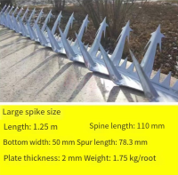 (DIYMO)Wall spike fence anti theft 1.25meter stainless steel Galvanized large metal anti climb wall roof spikes Villa Yard fences cats animal security anti climbing fence