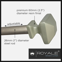 Royale Curtain Rod Chester 2 1″ diameter Heavy Duty Durable steel rod Adjustable in length Home Décor Brown or Black Mounting hardware included