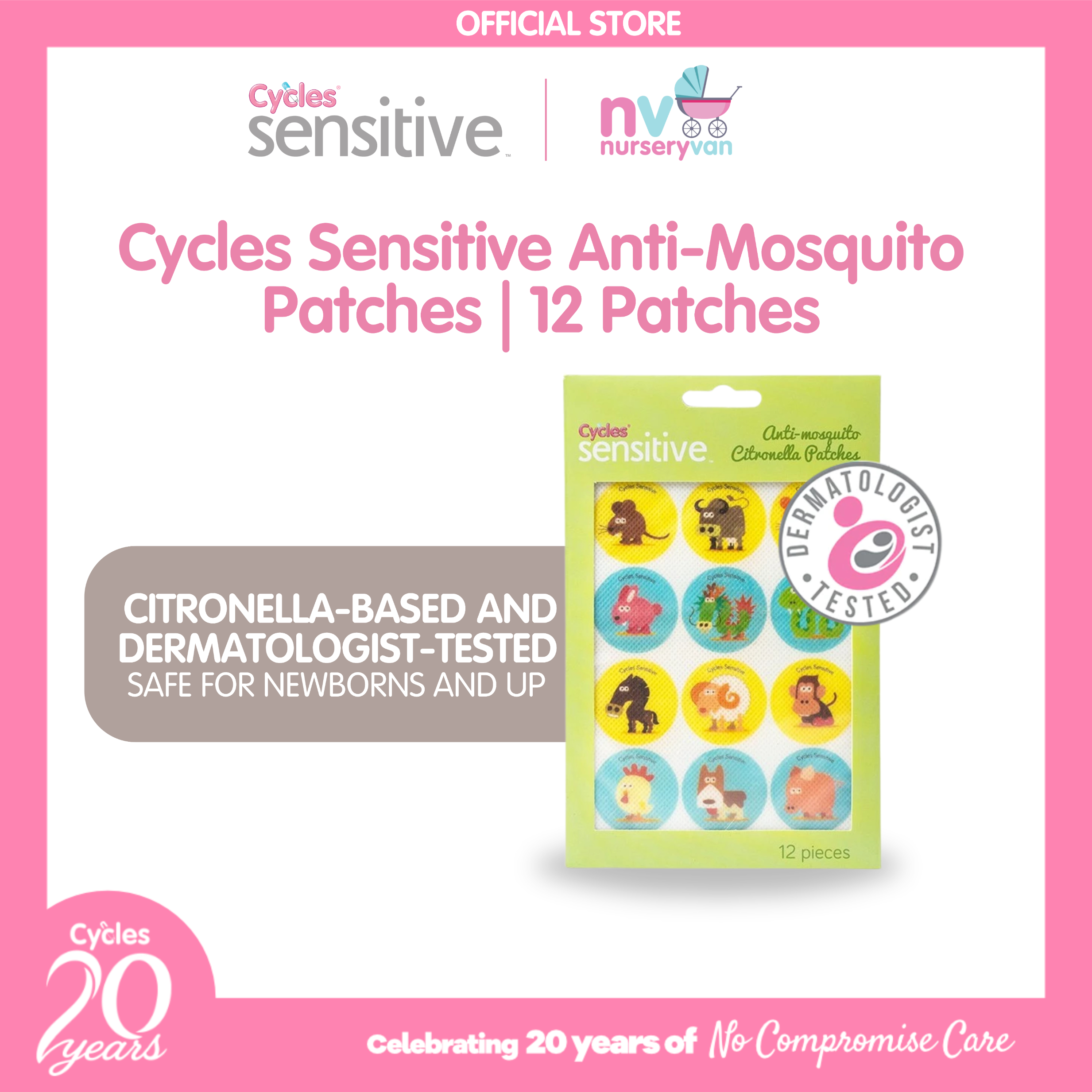 Cycles Sensitive Baby/Kids Anti-Mosquito Patches 12s