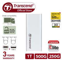 * Transcend ESD260C USB 3.2 Gen 2 speeds of up to 520MB/s Type C Portable SSD | Capacity 250GB SSD 500GB SSD 1TB SSD | Portable Solid State Drive | Transcend External SDD