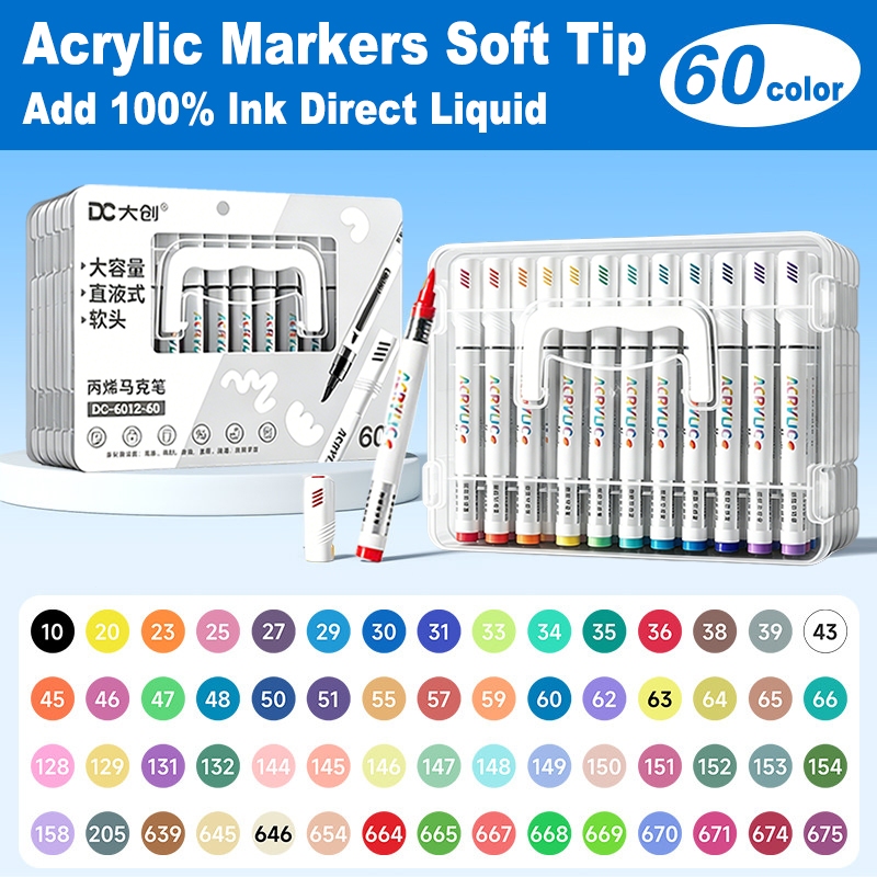 Direct Liquid Acrylic Marker Pen Set Soft Head Highlighter Pen Art Painting Pens White Box Gift