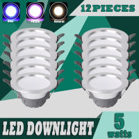 12 LED Pin light for Ceiling Tri color 5 Watts Downlight Ultra-Thin 3 Colors Purple/Blue/Warm