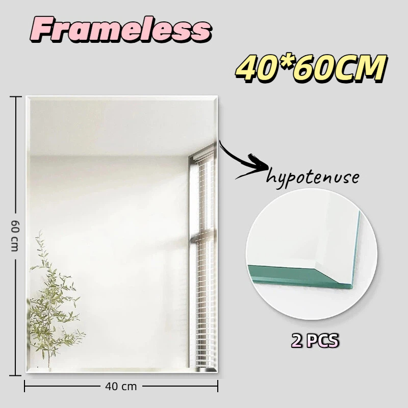 Frameless Rectangular Mirror HD Bathroom Mirror Makeup Mirror Wall-mounted Bedroom Mirror Wall-mounted Decorative Mirror Edging Design