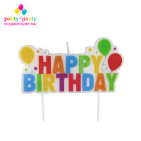 Party! Party! Cake Topper Candle - Happy Birthday (Multicolored) 1 pc
