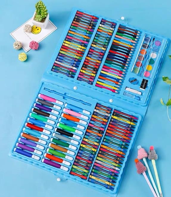 HOMECARE PH. 168 PCS Coloring Set Super Mega Rollerball Pen Colorful Pencil Wax Crayon and Oil Painting Brush Set