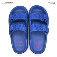 Caribbean X Barbie Chunky Slides Ladies BSL05 Navy Blue Logo Pattern