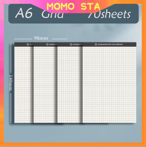 MOMO 70Sheets Vertical PP Cover Notebook A6/A5/B5 Line Grid Blank Notepad Thickened Paper Stationery