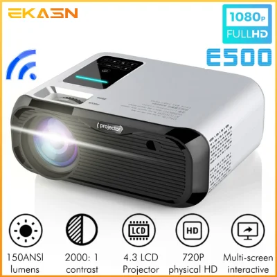 New E500 150 Inch 1280x720P 6000 Lumens LCD Projector 1080P Full HD HDMI WIFI Home Theater Android Proyector LED PK CP600