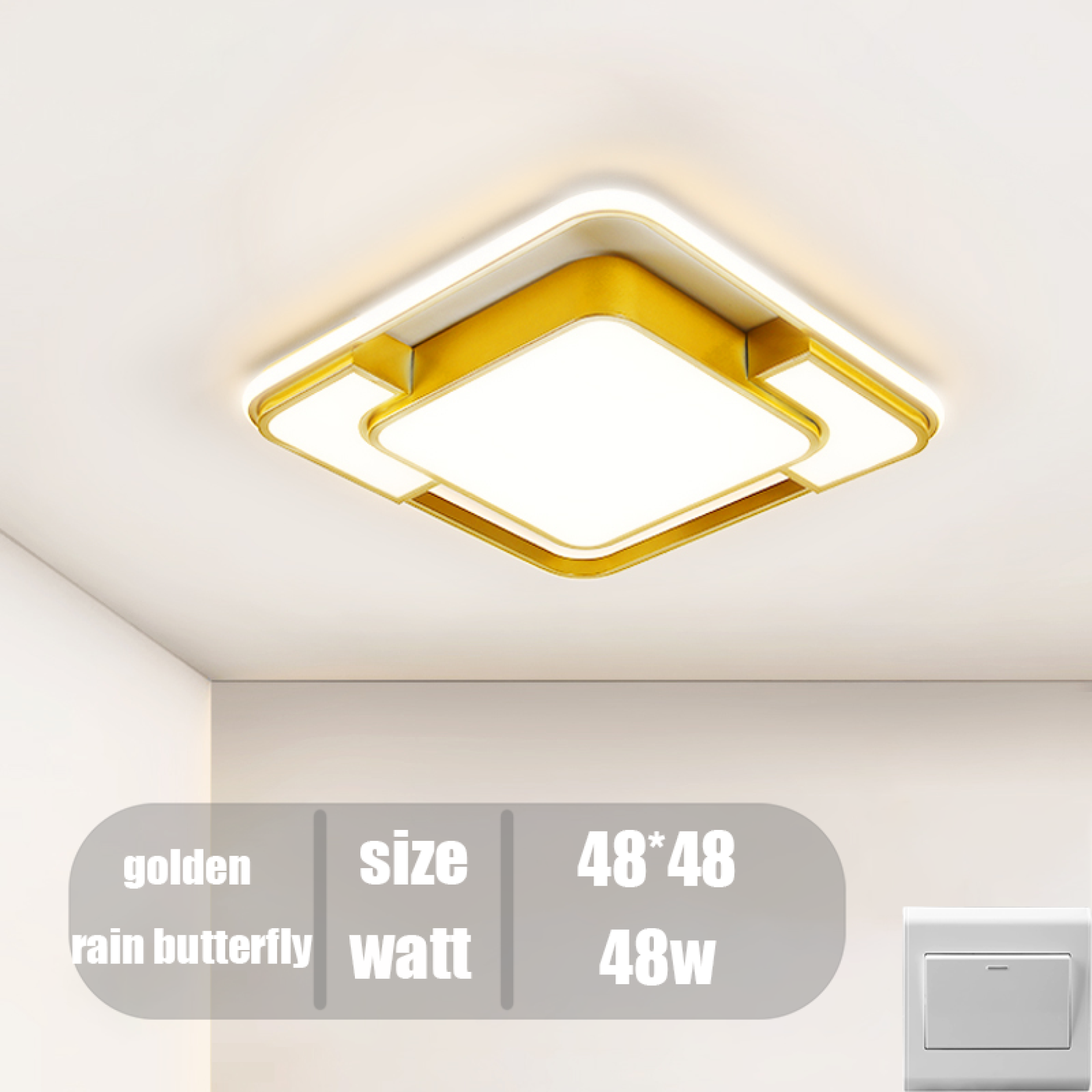 LED Ceiling Light 3 Color with remote Golden Living room bedroom light modern ceiling lamp home lighting With switch