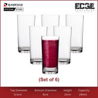 Edge Water Drinking Glasses 9 oz  Ideal for Juice Beverages & Cocktails  Shatterproof Barware  Highball Tall Clear Cup Tumblers  Dishwasher Safe Drinkware Set of 6