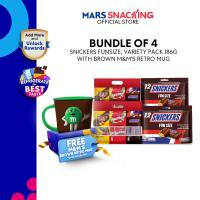 SNICKERS Funsize Variety Pack 186g [Bundle of 4] with Orange M&Ms Retro Mug