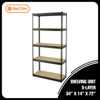 Tactix Storage Rack Organizer Shelving Unit 5 LAYER 34L x 14W x 72H Inches. ME329016- BLACK