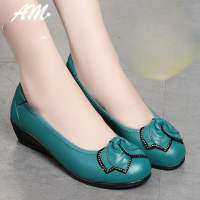 Non-slip Low-top Black Doll shoes for Womens Embroidered Flat-bottomed Mother Wedge Shoes Soft Leather Shoes