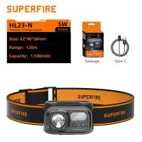 SUPERFIRE Brightest LED HeadLamp Sensor Light Type-C Rechargeable Super Bright Induction Headlight Waterproof Portable Design Head Light Flashlight HL23-N
