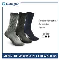 Burlington Mens Cotton Thick Sports Half Terry Performance Crew Socks 3 pairs in a pack BML-223