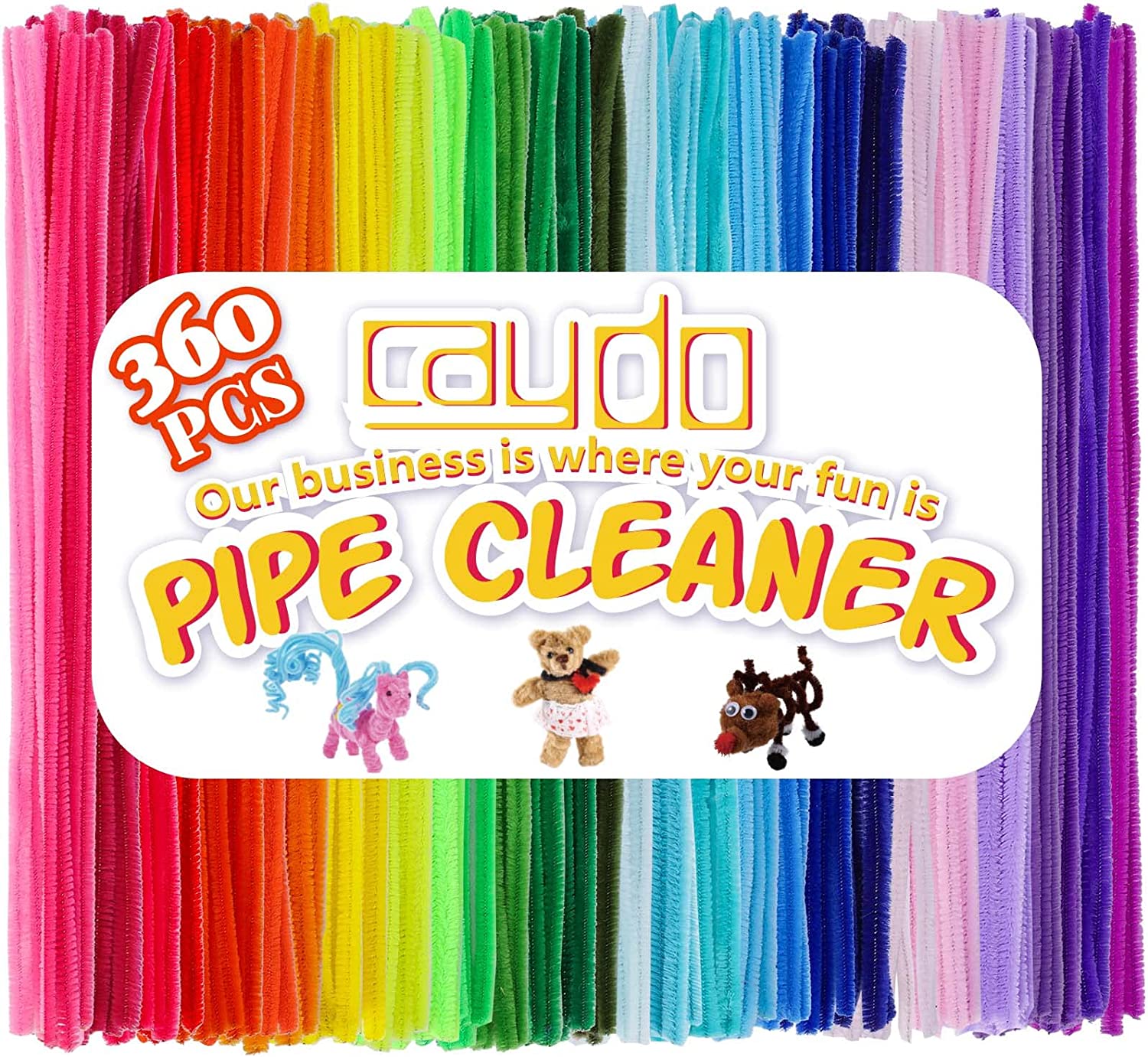 Caydo Pipe Cleaners Assorted 20 Colors Chenille Stems Bulk for Kids Art and Crafts Projects and Decorations