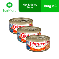 Century Tuna Flakes Hot & Spicy - Protein Omega 3 DHA No Preservatives 180g  - Pack of 3