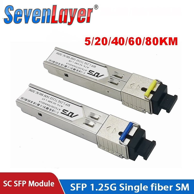 1 pair single mode sc connector optical fiber transceiver bidi 1.25g sfp module 1310/1550 5km/20km/40km/60km/80km sfp module