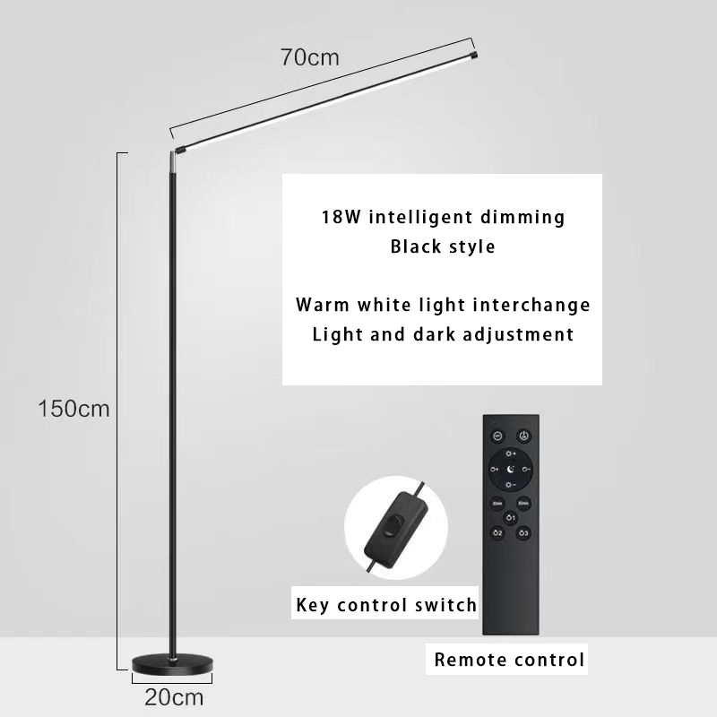 LED Piano Floor Lamp Simple Table Lamp Adjustable Angle Extra Long Lampshade Remote Control Living Room Bedroom Light Luxury Lamp