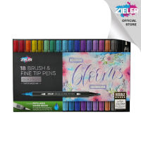 Zieler Brush and Fine Tip Pens 18 Colors
