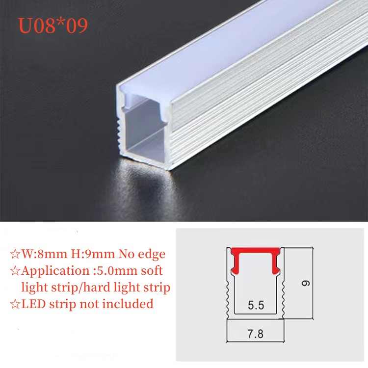 2PCS x 100cm LED Aluminum Profile Linear Channel with Cover for Home Decor Bar Strip Light-Silver Aluminum White Cover