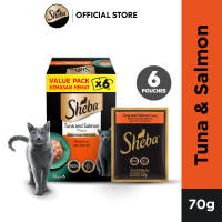 [10 x Value Pack (6 Packs)] SHEBA Wet Cat Food for Adult - Tuna & Salmon - 70g