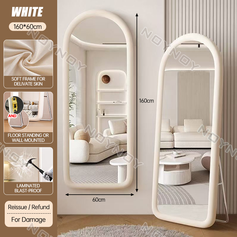 160*50CM HD Whole Body Stand Mirror Floor/Wall Mount Dual Use Vertical Arch Full Body Mirror Metal Frame Full-Length Mirror Explosion-proof Nordic for Bedroom Living Room Live Broadcast