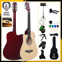 Heart String Left Handed Guitar with Capo 38 Inch Low Action Acoustic Guitar for Beginners Adult Kid