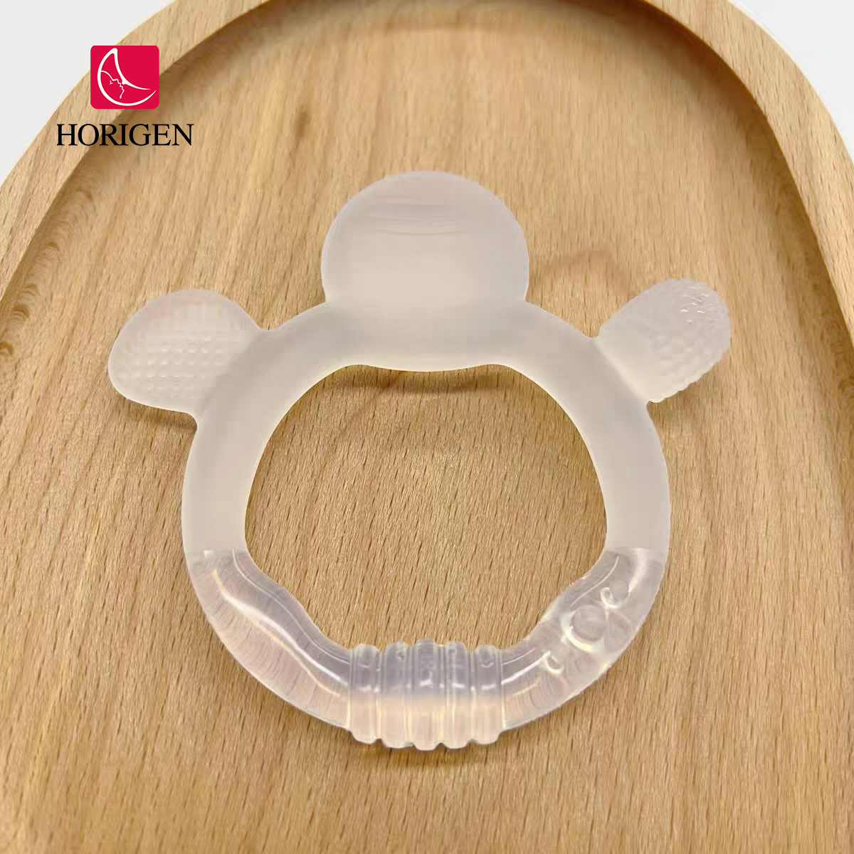 Horigen Soft Silicone Teether transparent for Baby Infant New Born Massage Food Grade Silicone Toy Easy to Grip Bite to Soothe Teething Pain and Itching Gums BPA Free