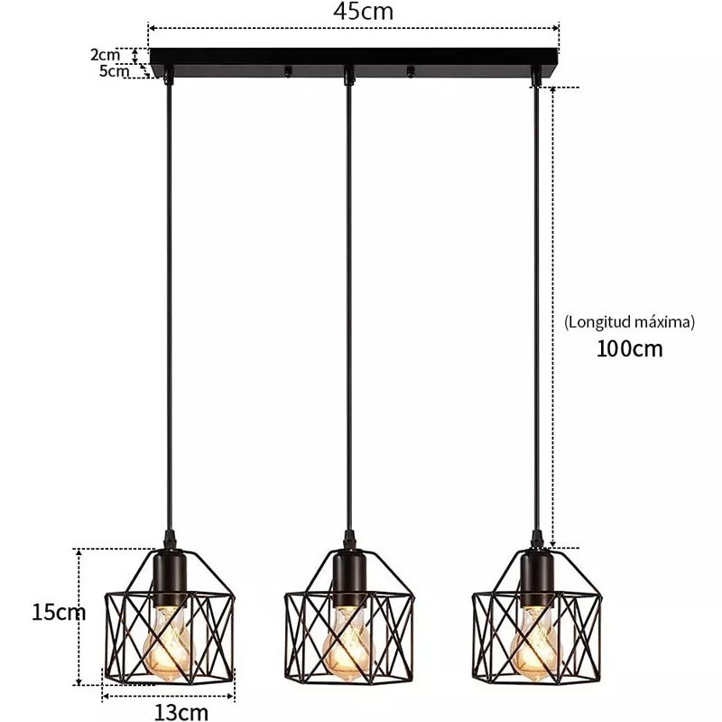 Chandelier Nordic Modern Industrial 5 Head Pendant Light Geometric Iron Cage Ceiling Light for Living Dining Room Bedroom Office Bar Cafe Decorative Lighting