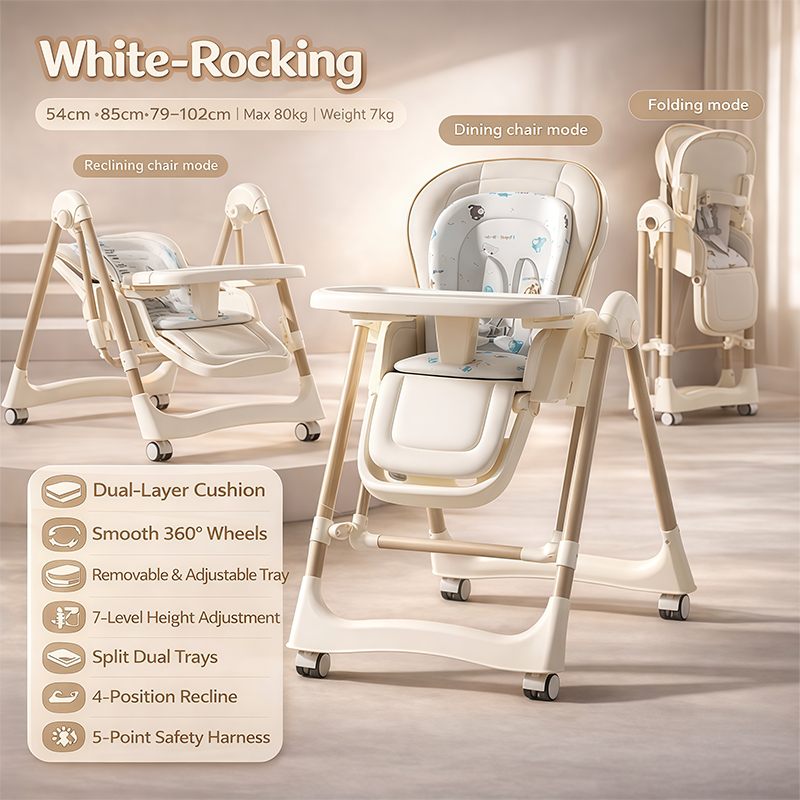 Playpark 6 IN 1 Multifunctional High Chair for Baby Foldable Baby Feeding Chair With Adjustable Tray