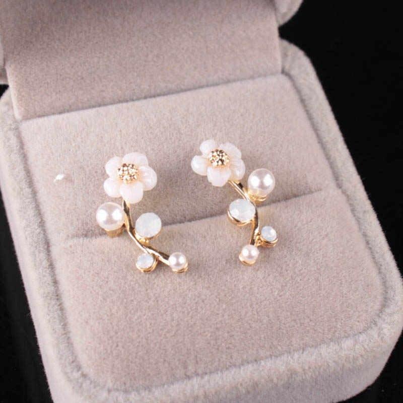 KW Korean Flowers with Stem Stud Earrings  #1504