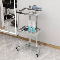 trolley cart organizer stainless steel foldable metal with wheels medical movable tool beauty hair products storage rack