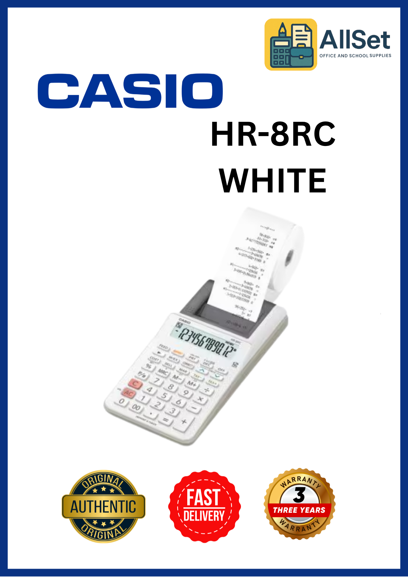 Casio HR-8RC Printing Calculators (Black & White)