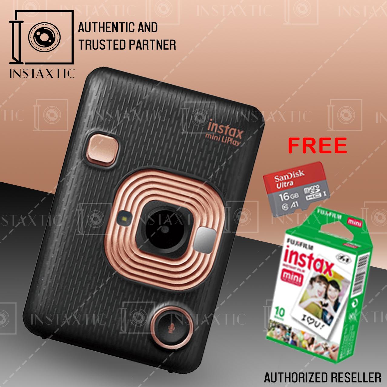 Fujifilm Instax Mini Liplay Hybrid Instant Camera with FREE 16GB Micro SD Card and Mini Plain Films (10 Sheets)