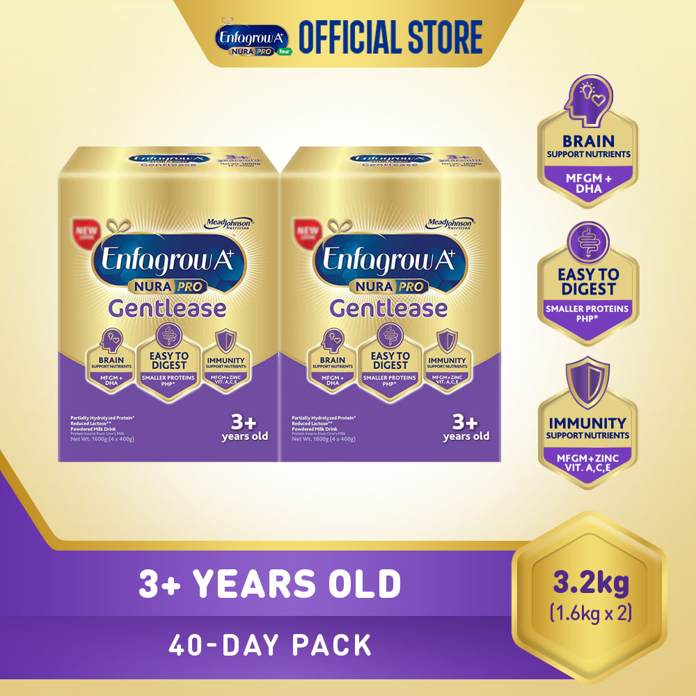 Enfagrow A+ Nurapro Gentlease 3+ 3.2kg (1.6kg x 2) Powdered Milk Drink for Kids Above 3 Years Old