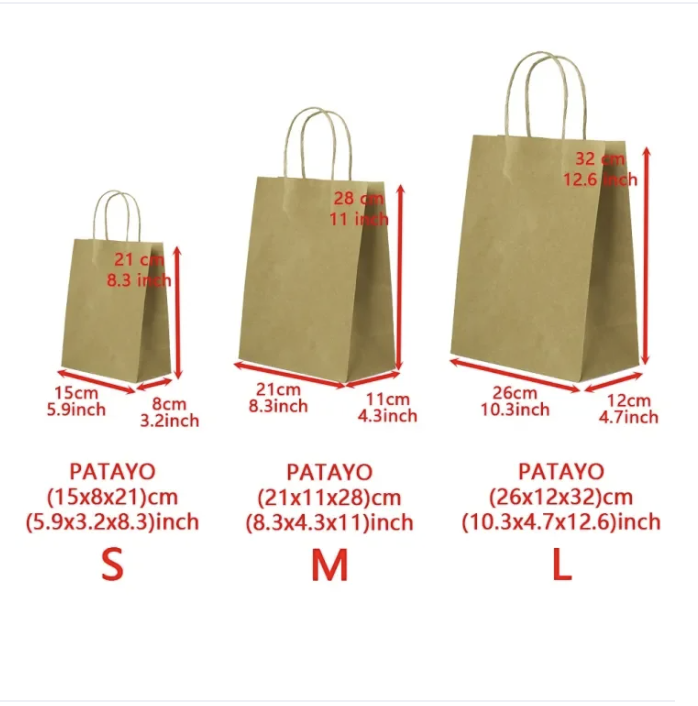 1pc/12pcs Paper Bags Kraft Black Gift Bags Bulk with Handles for Birthday Wedding Party Favors