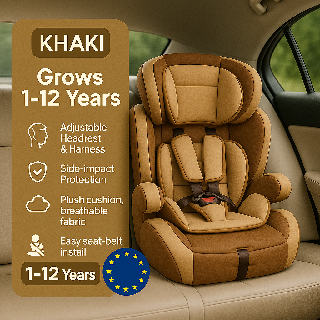 Beige Car Seat For Baby kids car seat for baby 0 12 years Five-point Safety buckle stable portable cushioned