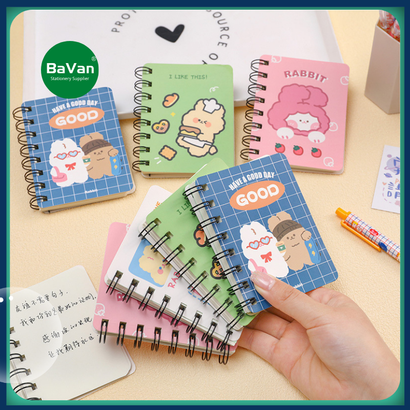 BAVAN 80 Sheets Mini Cute Cartoon Spiral Wirebound Pocket Notebook（Random delivery）