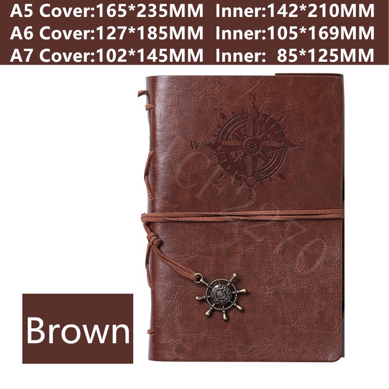 Retro Pirate loose Book Spiral Notebook PU Leather Notebook Travel Journal kraft cute notebook